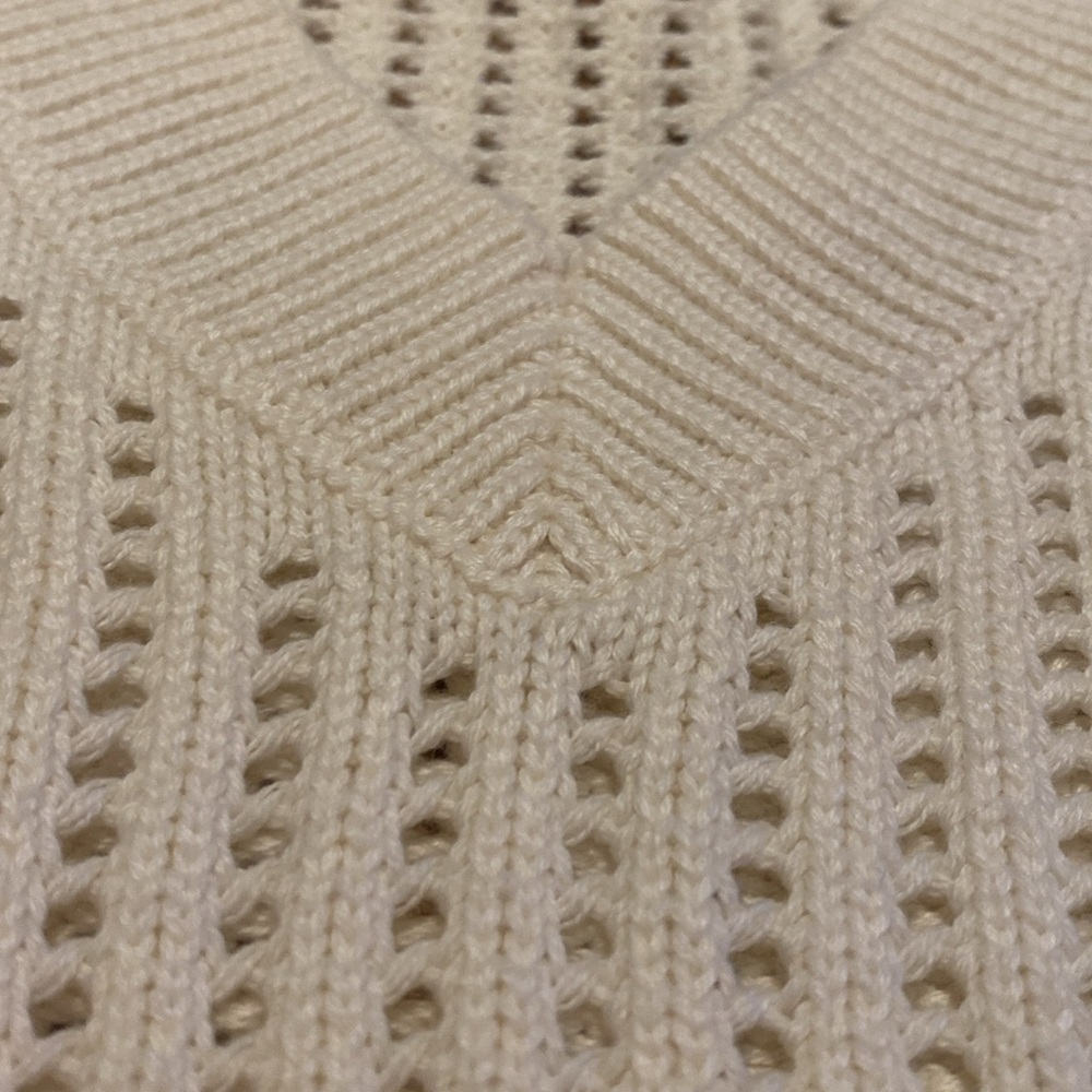 GAP Relaxed Crochet Open Knit V-Neck Sweater Ivory Cream XS - Picture 3 of 8